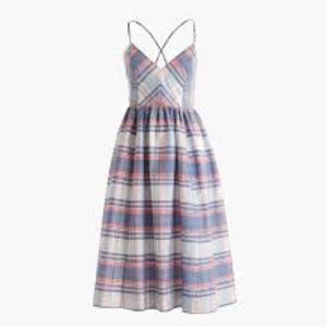 Jcrew Silk Shantung Madras Plaid Dress